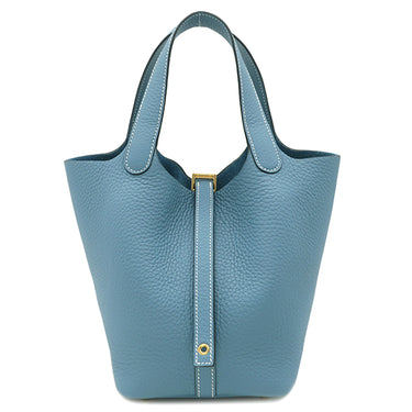 エルメス HERMES ピコタンロック 18 PM ニューブルージーン トリヨンクレマンス ハンドバッグ ゴールド金具 新品 未使用 水色 2025年製