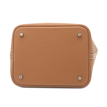 エルメス HERMES ピコタンロック MM 22 ゴールド トリヨンクレマンス ハンドバッグ シルバー金具 茶 2025年製