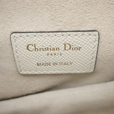 クリスチャン・ディオール Christian Dior サドルバッグ スモール ホワイト グレインカーフレザー ショルダーバッグ ゴールド金具 白