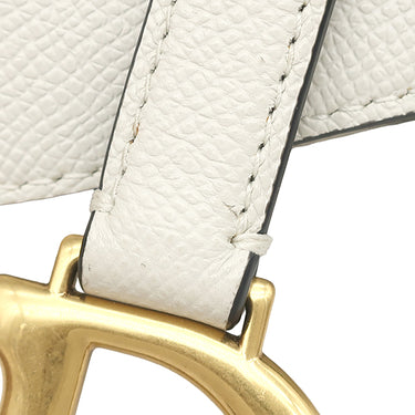 クリスチャン・ディオール Christian Dior サドルバッグ スモール ホワイト グレインカーフレザー ショルダーバッグ ゴールド金具 白