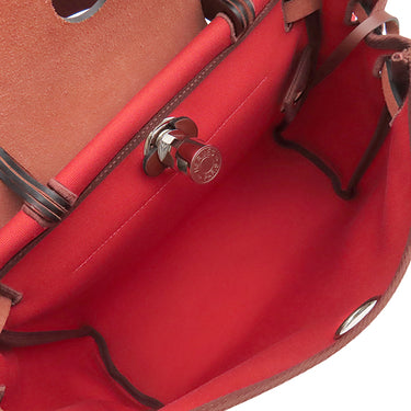 エルメス HERMES エールバッグジップPM 31 ローズテキサス×ルージュセリエ トワルオフィシエ ヴァッシュハンター 2WAYバッグ シルバー金具 ピンク 赤