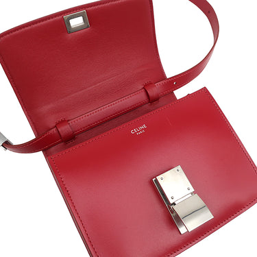 セリーヌ CELINE クラシックボックス スモール 189183 DLS.27ED レッド レザー ショルダーバッグ マットシルバー金具 赤