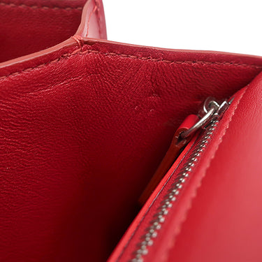 セリーヌ CELINE クラシックボックス スモール 189183 DLS.27ED レッド レザー ショルダーバッグ マットシルバー金具 赤
