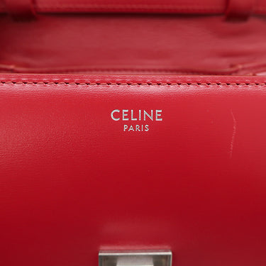 セリーヌ CELINE クラシックボックス スモール 189183 DLS.27ED レッド レザー ショルダーバッグ マットシルバー金具 赤