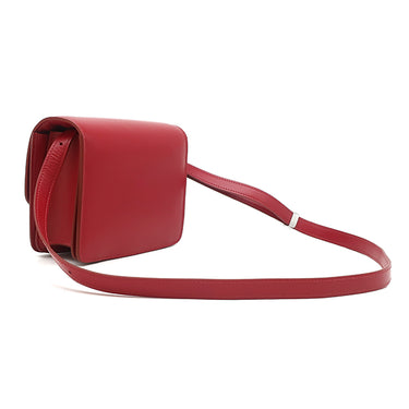 セリーヌ CELINE クラシックボックス スモール 189183 DLS.27ED レッド レザー ショルダーバッグ マットシルバー金具 赤