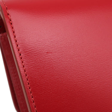 セリーヌ CELINE クラシックボックス スモール 189183 DLS.27ED レッド レザー ショルダーバッグ マットシルバー金具 赤