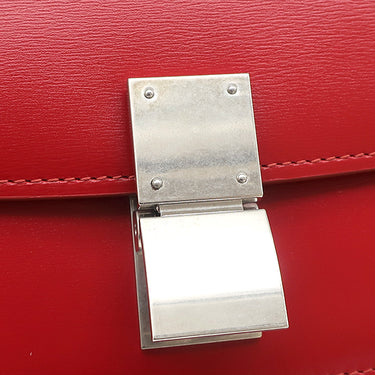 セリーヌ CELINE クラシックボックス スモール 189183 DLS.27ED レッド レザー ショルダーバッグ マットシルバー金具 赤