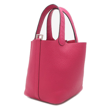 エルメス HERMES ピコタンロック 18 PM タッチ フランボワーズ トリヨンクレマンス アリゲーターマット ハンドバッグ シルバー金具 クロコ