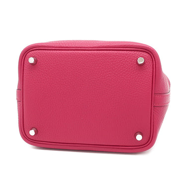 エルメス HERMES ピコタンロック 18 PM タッチ フランボワーズ トリヨンクレマンス アリゲーターマット ハンドバッグ シルバー金具 クロコ