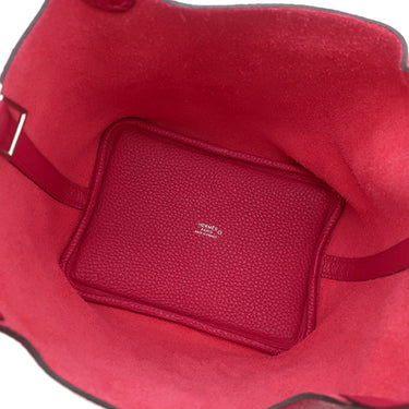 エルメス HERMES ピコタンロック 18 PM タッチ フランボワーズ トリヨンクレマンス アリゲーターマット ハンドバッグ シルバー金具 クロコ