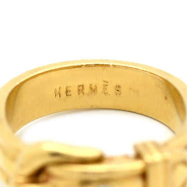 エルメス HERMES ブックルセリエ ダイヤ イエローゴールド K18YG ダイヤモンド #50(JP10) リング 指輪 18K 750 ベルトモチーフ 1P 1石 10号