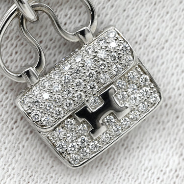 エルメス HERMES アミュレット コンスタンス ダイヤ ペンダント ホワイトゴールド K18WG ダイヤモンド ネックレス 18K 750 WG バッグモチーフ 65D