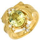 若林佐代子 SAYOKO WAKABAYASHI クリソベリル 3.83ct ダイヤモンド イエロー×イエローゴールド K18YG ダイヤモンド クリソベリル リング 指輪 18K 18金 750YG 黄 12号