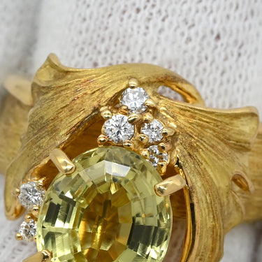 若林佐代子 SAYOKO WAKABAYASHI クリソベリル 3.83ct ダイヤモンド イエロー×イエローゴールド K18YG ダイヤモンド クリソベリル リング 指輪 18K 18金 750YG 黄 12号