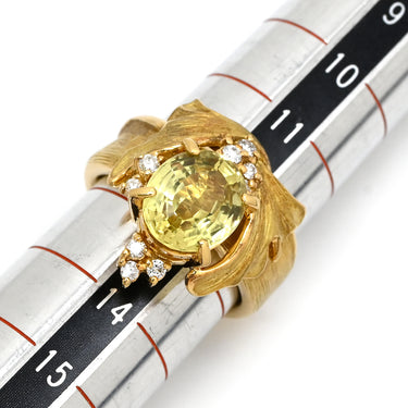 若林佐代子 SAYOKO WAKABAYASHI クリソベリル 3.83ct ダイヤモンド イエロー×イエローゴールド K18YG ダイヤモンド クリソベリル リング 指輪 18K 18金 750YG 黄 12号