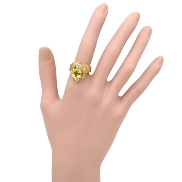 若林佐代子 SAYOKO WAKABAYASHI クリソベリル 3.83ct ダイヤモンド イエロー×イエローゴールド K18YG ダイヤモンド クリソベリル リング 指輪 18K 18金 750YG 黄 12号
