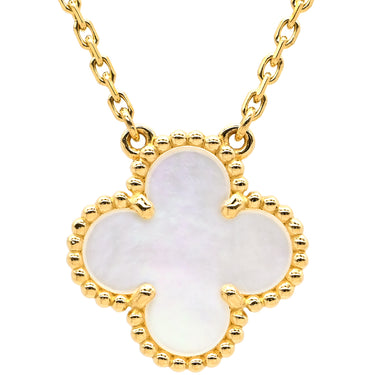 ヴァンクリーフアーペル Van Cleef & Arpels ヴィンテージ アルハンブラ ペンダント VCARA45900 パールホワイト×イエローゴールド K18YG マザーオブパール ネックレス 白 750 18K YG シェル