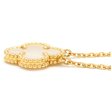 ヴァンクリーフアーペル Van Cleef & Arpels ヴィンテージ アルハンブラ ペンダント VCARA45900 パールホワイト×イエローゴールド K18YG マザーオブパール ネックレス 白 750 18K YG シェル