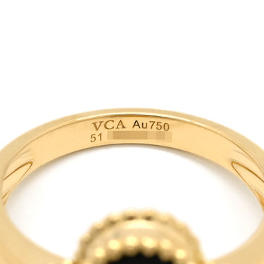ヴァンクリーフアーペル Van Cleef & Arpels ヴィンテージ アルハンブラ VCARA41000 ブラックXイエローゴールド K18YG ダイヤモンド オニキス #51(JP11) リング 指輪 1Pダイヤ オニキス 11号