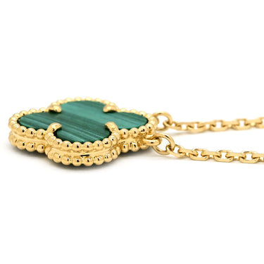 ヴァンクリーフアーペル Van Cleef & Arpels ヴィンテージ アルハンブラ VCARO9VA00 グリーン×イエローゴールド K18YG マラカイト ネックレス 750 18K 緑 マラカイト マット