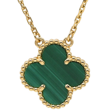 ヴァンクリーフアーペル Van Cleef & Arpels ヴィンテージ アルハンブラ VCARO9VA00 グリーン×イエローゴールド K18YG マラカイト ネックレス 750 18K 緑 マラカイト