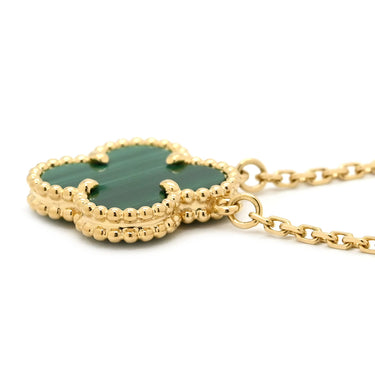 ヴァンクリーフアーペル Van Cleef & Arpels ヴィンテージ アルハンブラ VCARO9VA00 グリーン×イエローゴールド K18YG マラカイト ネックレス 750 18K 緑 マラカイト