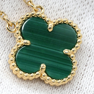 ヴァンクリーフアーペル Van Cleef & Arpels ヴィンテージ アルハンブラ VCARO9VA00 グリーン×イエローゴールド K18YG マラカイト ネックレス 750 18K 緑 マラカイト