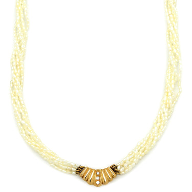 タサキ TASAKI ケシパール 7連 パールホワイト×イエローゴールド K18YG パール ネックレス TASAKI 18K 750YG 真珠 ライスパール