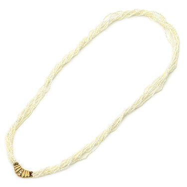 タサキ TASAKI ケシパール 7連 パールホワイト×イエローゴールド K18YG パール ネックレス TASAKI 18K 750YG 真珠 ライスパール
