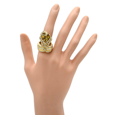 ジュエルスタジオ JEWELSTUDIO クリソベリル ダイヤ デザインリング イエロー×イエローゴールド K18YG ダイヤモンド クリソベリル リング 指輪 K18YG Au750 ペアシェイプカット 14号