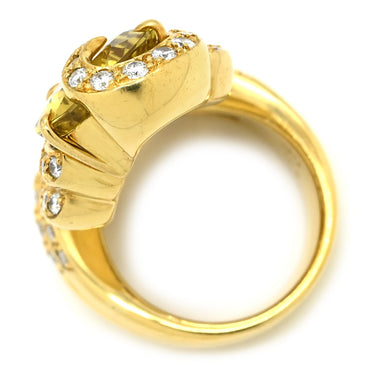 ジュエルスタジオ JEWELSTUDIO クリソベリル ダイヤ デザインリング イエロー×イエローゴールド K18YG ダイヤモンド クリソベリル リング 指輪 K18YG Au750 ペアシェイプカット 14号