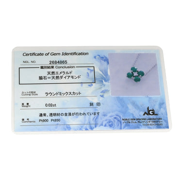 タサキ TASAKI エメラルド ダイヤ ペンダント プラチナシルバー Pt900 エメラルド ダイヤモンド Pt850(チェーン) ネックレス TASAKI プラチナ Pt900 4P 4石 1Pダイヤ