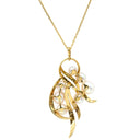 ミキモト MIKIMOTO リーフモチーフ パール パールホワイト×イエローゴールド K18YG パール ネックレス MIKIMOTO 真珠 7P 7粒 Au750 18K 18金 葉 植物 ウェーブ