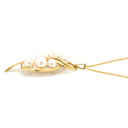 ミキモト MIKIMOTO リーフモチーフ パール パールホワイト×イエローゴールド K18YG パール ネックレス MIKIMOTO 真珠 7P 7粒 Au750 18K 18金 葉 植物 ウェーブ