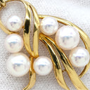 ミキモト MIKIMOTO リーフモチーフ パール パールホワイト×イエローゴールド K18YG パール ネックレス MIKIMOTO 真珠 7P 7粒 Au750 18K 18金 葉 植物 ウェーブ