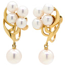 ミキモト MIKIMOTO パール パールホワイト×イエローゴールド K18YG パール イヤリング Au750 18K 真珠 あこや アコヤ 5P 5粒 ネジ式 スイング ドロップ