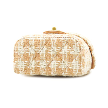 シャネル CHANEL バニティ チェーンバッグ ピンクベージュ ファブリック レザー ショルダーバッグ ゴールド金具 ココマーク ツイード