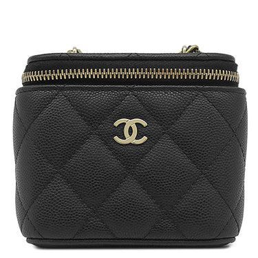 シャネル CHANEL マトラッセ ミニ バニティ AP2158 ブラック キャビアスキン ショルダーバッグ ゴールド金具 チェーンバッグ