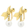 ミキモト MIKIMOTO パール ダイヤ リボンモチーフ パールホワイト×イエローゴールド K18YG パール ダイヤモンド イヤリング Au750 18K 真珠 1P 1粒 ネジ式 スイング ドロップ