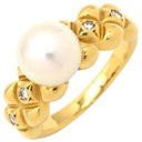 ミキモト MIKIMOTO パール ダイヤ デザインリング パールホワイト×イエローゴールド K18YG パール ダイヤモンド リング 指輪 TASAKI 真珠 1P 1粒 Au750 18K 18金 YG 11.5号