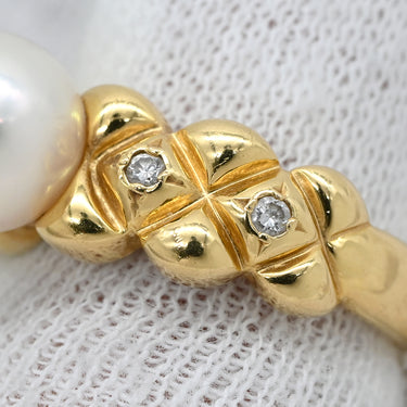 ミキモト MIKIMOTO パール ダイヤ デザインリング パールホワイト×イエローゴールド K18YG パール ダイヤモンド リング 指輪 TASAKI 真珠 1P 1粒 Au750 18K 18金 YG 11.5号