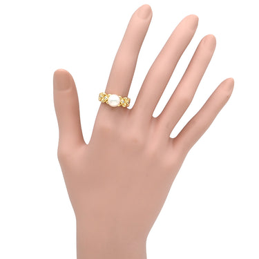 ミキモト MIKIMOTO パール ダイヤ デザインリング パールホワイト×イエローゴールド K18YG パール ダイヤモンド リング 指輪 TASAKI 真珠 1P 1粒 Au750 18K 18金 YG 11.5号
