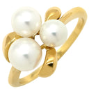 ミキモト MIKIMOTO パール デザインリング ホワイト×イエローゴールド K18YG パール リング 指輪 MIKIMOTO 18K 750 YG 真珠 3粒 3P 11.5号