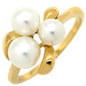 ミキモト MIKIMOTO パール デザインリング ホワイト×イエローゴールド K18YG パール リング 指輪 MIKIMOTO 18K 750 YG 真珠 3粒 3P 11.5号