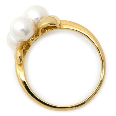 ミキモト MIKIMOTO パール デザインリング ホワイト×イエローゴールド K18YG パール リング 指輪 MIKIMOTO 18K 750 YG 真珠 3粒 3P 11.5号