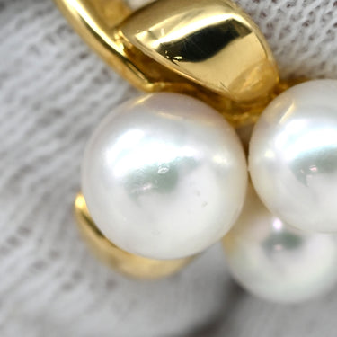 ミキモト MIKIMOTO パール デザインリング ホワイト×イエローゴールド K18YG パール リング 指輪 MIKIMOTO 18K 750 YG 真珠 3粒 3P 11.5号
