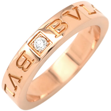 ブルガリ BVLGARI ブルガリブルガリ ダブルロゴ ピンクゴールド K18PG ダイヤモンド リング 指輪 18K 750AU 1Pダイヤモンド 10.5号