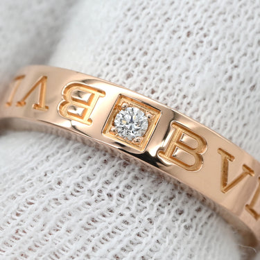 ブルガリ BVLGARI ブルガリブルガリ ダブルロゴ ピンクゴールド K18PG ダイヤモンド リング 指輪 18K 750AU 1Pダイヤモンド 10.5号