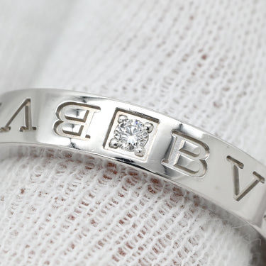 ブルガリ BVLGARI ブルガリブルガリ ダブルロゴ ホワイトゴールド K18WG ダイヤモンド リング 指輪 18K 750AU 1Pダイヤモンド 18号