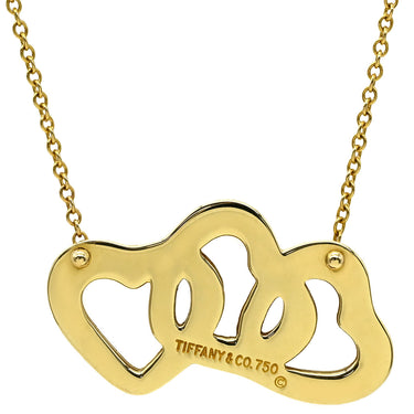 ティファニー Tiffany & Co トリプルハート イエローゴールド K18YG ネックレス T＆Co. Au750 18K 18金 3連 3重 両吊り ヴィンテージ